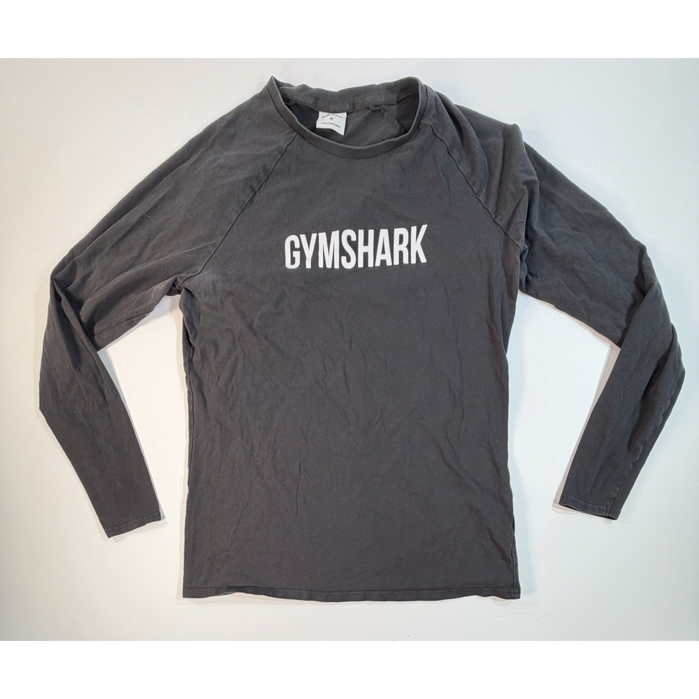 Gymshark Long Sleeve Logo T Shirt Mens M Black Athletic